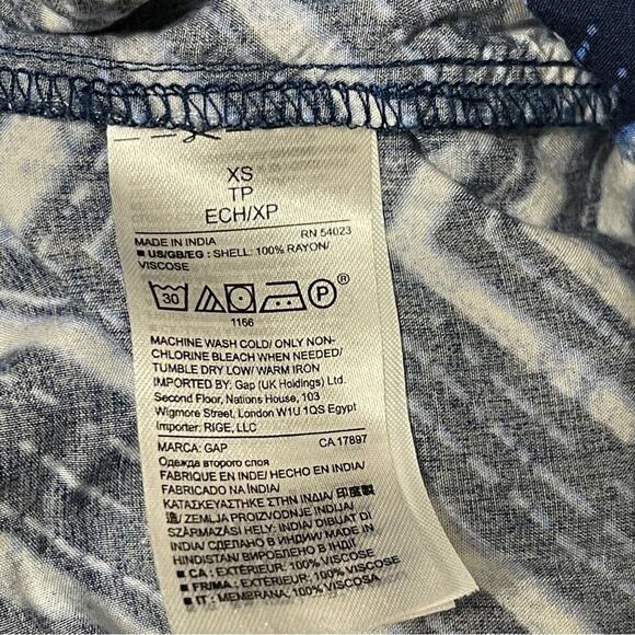 GAP Tie-Waist Culotte Patterned Jumpsuit Blue White Size XS - Picture 5 of 6